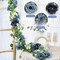 Eucalyptus Spring Garland with Flowers - 2 Pack 5.9 FT Fake Flower Garland with Butterflies Faux Rose Greenery Garlands for Wedding Table Backdrop Arch Centerpieces Decorations - Navy Blue